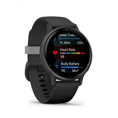 Garmin Vivoactive 5 Slate Aluminum Bezel with Black Case and Silicone Band (010-02862-10)