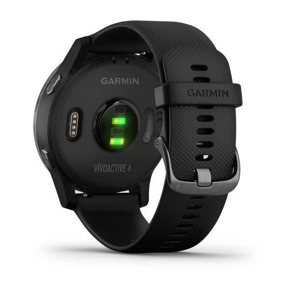 Garmin Vivoactive 4 Slate Stainless Steel Bezel with Black Case and Silicone Band (010-02174-13)