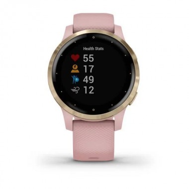 Garmin Vivoactive 4S Light Gold Stainless Steel Bezel with Dust Rose Case and Silicone Band (010-02172-33)