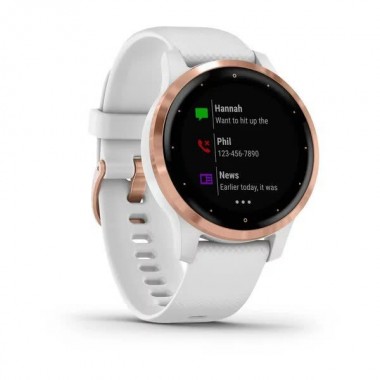 Garmin Vivoactive 4S Rose Gold Stainless Steel Bezel with White Case and Silicone Band (010-02172-23)
