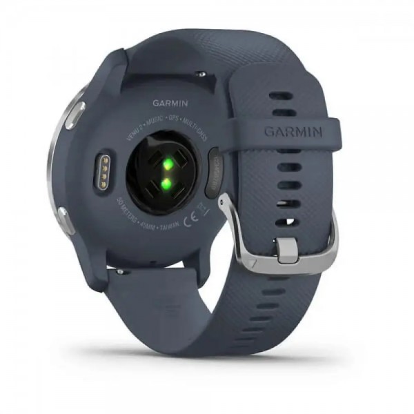Garmin Venu 2 Silver Stainless Steel Bezel with Granite Blue Case and Silicone Band (010-02430-10/00)