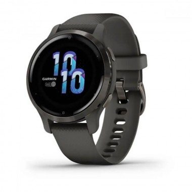 Garmin Venu 2S Slate Stainless Steel Bezel with Graphite Case and Silicone Band (010-02429-10/00)