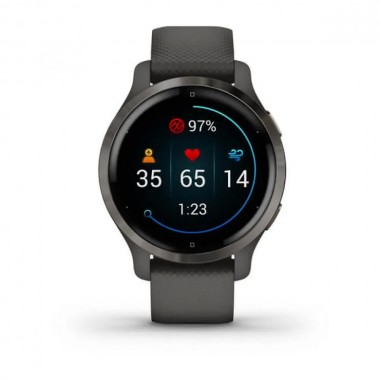 Garmin Venu 2S Slate Stainless Steel Bezel with Graphite Case and Silicone Band (010-02429-10/00)