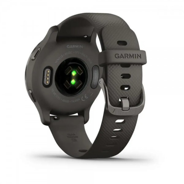 Garmin Venu 2S Slate Stainless Steel Bezel with Graphite Case and Silicone Band (010-02429-10/00)