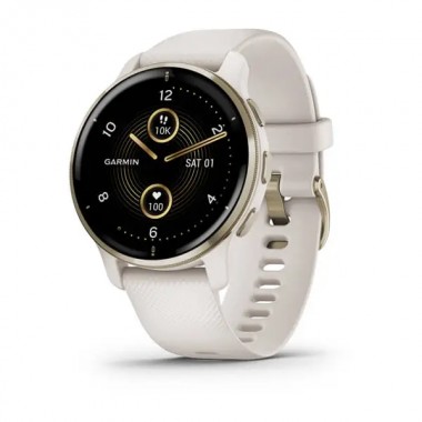 Garmin Venu 2 Plus Cream Gold Stainless Steel Bezel with Ivory Case and Silicone Band (010-02496-02/12)