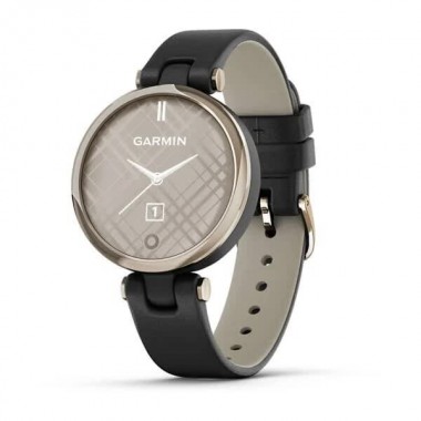 Garmin Lily Classic Edition Cream Gold Bezel with Black Case and Italian Leather Band (010-02384-A1)