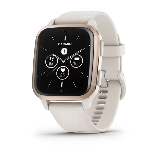 Garmin Venu Sq 2 Music Edition Peach Gold Aluminum Bezel with Ivory Case and Silicone Band (010-02700-01/11)