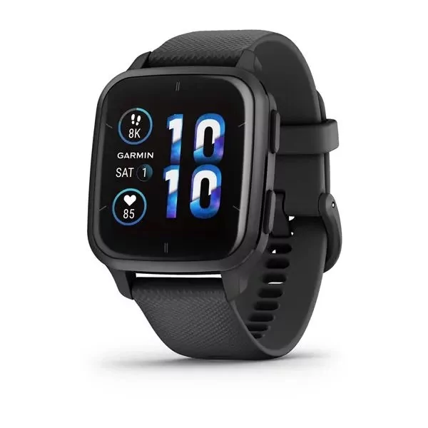 Garmin Venu Sq 2 Music Edition Slate Aluminum Bezel with Black Case and Silicone Band (010-02700-00/10)