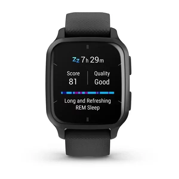 Garmin Venu Sq 2 Music Edition Slate Aluminum Bezel with Black Case and Silicone Band (010-02700-00/10)