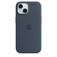 Чехол Silicone case for iPhone 15 with MagSafe Storm Blue