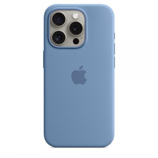 Чехол Silicone case for iPhone 15 Pro with MagSafe Winter Blue