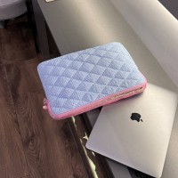 Чехол MyCream для MacBook Air/Pro 13 клетка насыщенно голубая с цветочком