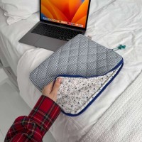 Чехол MyCream для MacBook Air/Pro 13 дюймов клетка синяя с цветочком