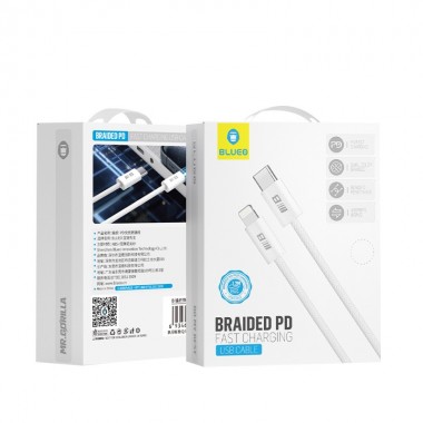 Кабель Blueo Braided PD Fast Charging USB-C to Lightning Cable White