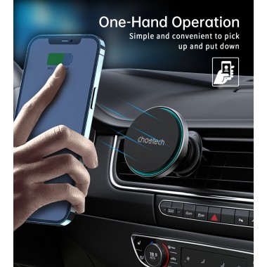 Choetech 15W Magnetic Сar Сharger (Alluminium) Green