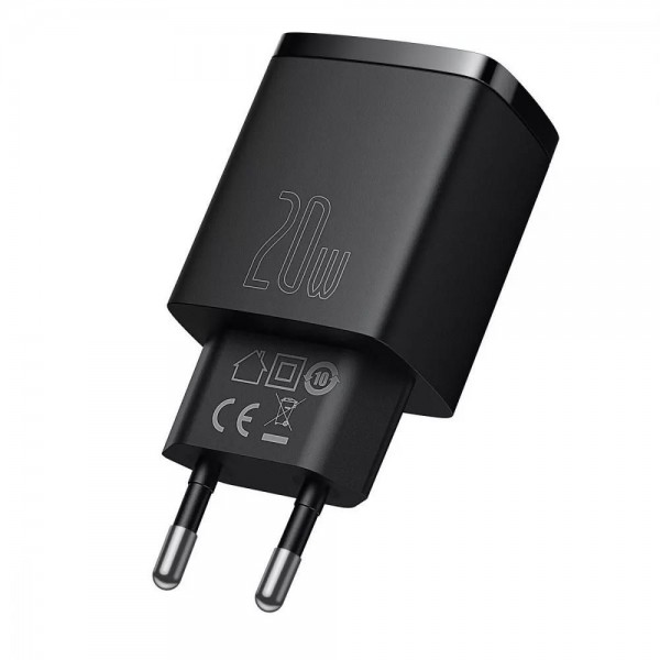 СЗУ Baseus Compact Quick Charger 20W QC + PD (1Type-C + 1USB) black