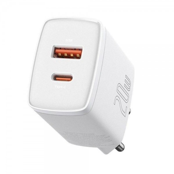 СЗУ Baseus Compact Quick Charger 20W QC + PD (1Type-C + 1USB) white