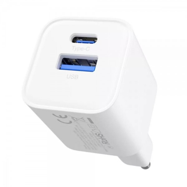 СЗУ Proove Silicone Power Plus 20W (Type-C+USB) white