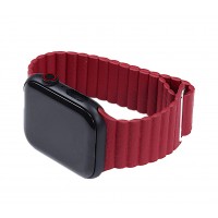 Ремешок Magnetic Leather Loop For Apple Watch 42/44/45 mm Wine Red