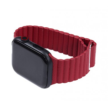 Ремінець Magnetic Leather Loop для Apple Watch 42/44/45 mm Wine Red