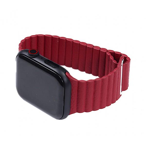 Ремінець Magnetic Leather Loop для Apple Watch 42/44/45 mm Wine Red