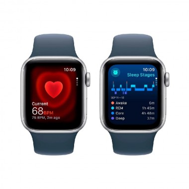 New Apple Watch SE 2 2023 GPS 40mm Silver Aluminum Case w. Storm Blue Sport Band S/M (MRE13) OPENBOX