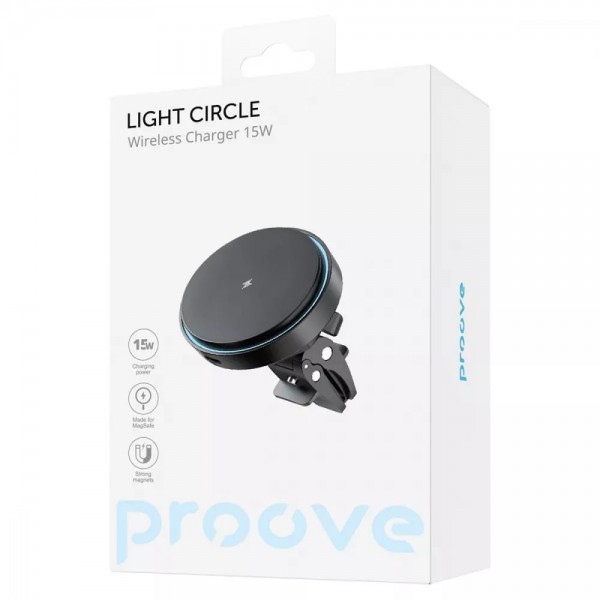 Автотримач із бездротовою зарядкою Proove Light Circle 15W