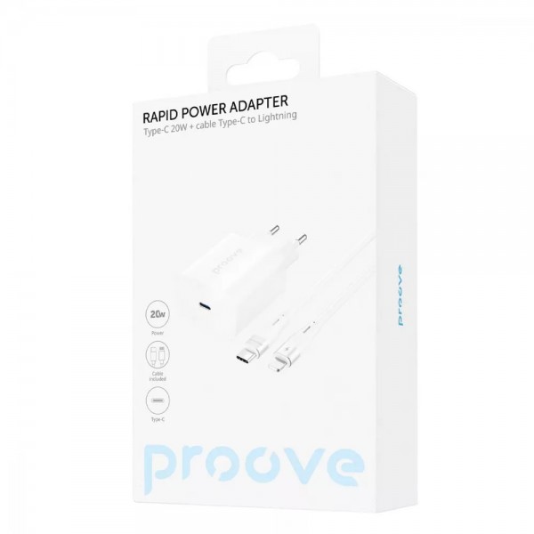 СЗУ Proove Rapid 20W (Type-C) + Кабель Type-C to Lightning