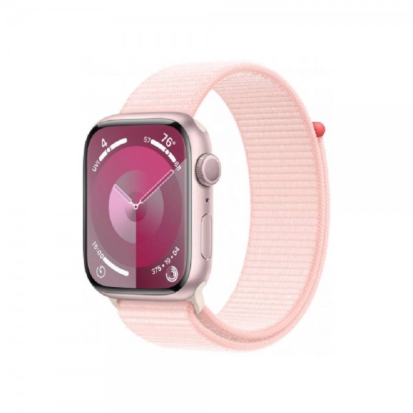 New Apple Watch Series 9 GPS 45mm Pink Aluminum Case with Light Pink Sport Loop