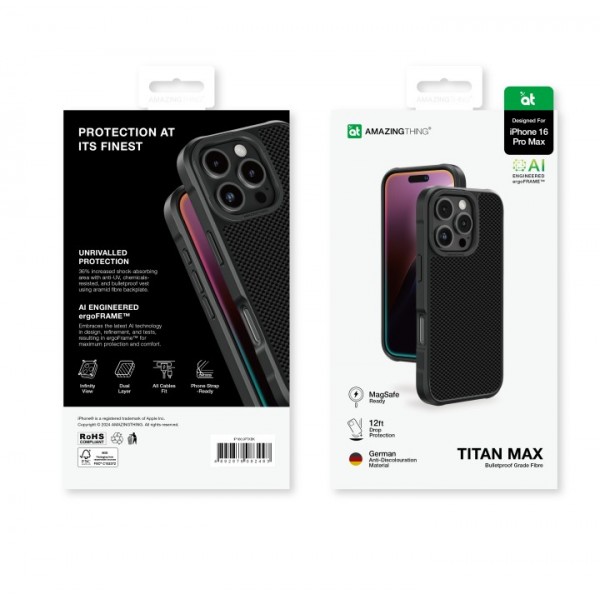 Чохол AmazingThing Titan Max (600D) Case for iPhone 16 Pro Max with MagSafe Black
