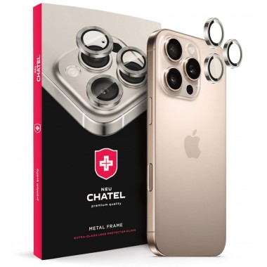 Защитное стекло на камеру +NEU Chatel Metal Frame Lens Protector Glass for iPhone 16 Pro/16 Pro Max Gold