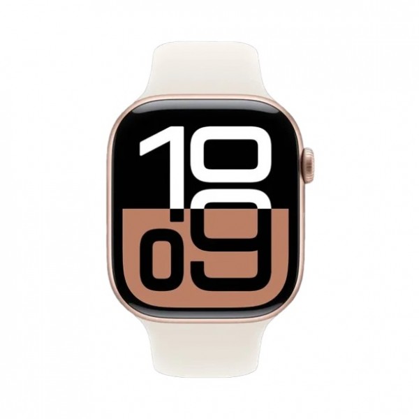 New Apple Watch Series 10 GPS 42mm Rose Gold Alu. Case w. Light Blush Sport Band - M/L (MWWJ3)