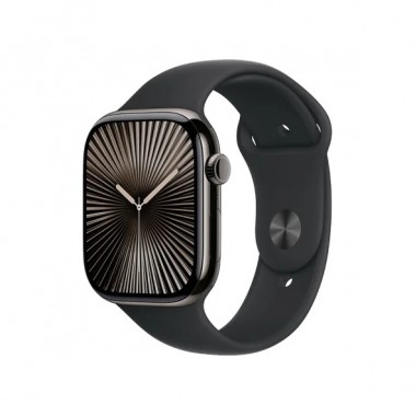 New Apple Watch Series 10 GPS + Cellular GPS 42mm Jet Black Aluminium Case with Black Sport Band - M/L (MWX73)