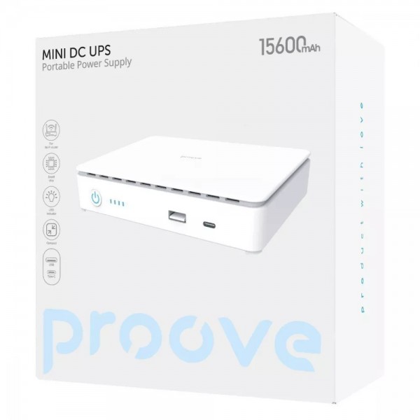 Портативне джерело безперебійного живлення Proove Mini DC UPS 15600mAh White