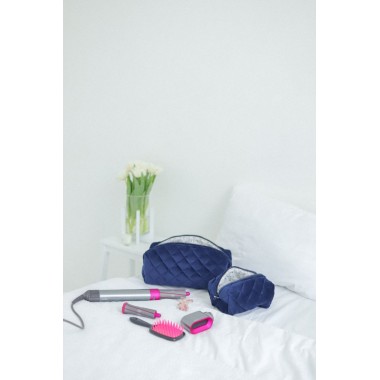 Косметичка MyCream Big для Dyson темно синя з квіточкою