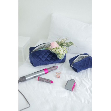 Косметичка MyCream Big для Dyson темно синя з квіточкою
