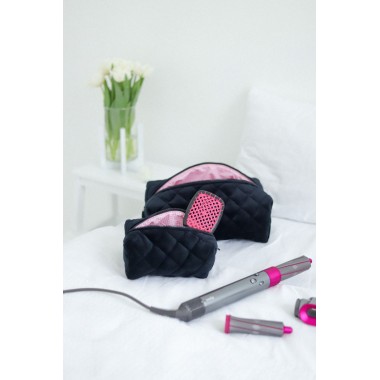 Косметичка MyCream Big для Dyson чорна з рожевою кліткою
