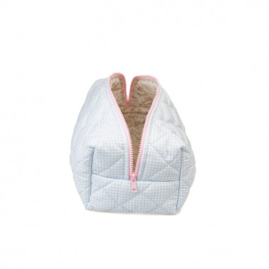 Косметичка MyCream для Dyson блакитна клітина з рожевою квіточкою