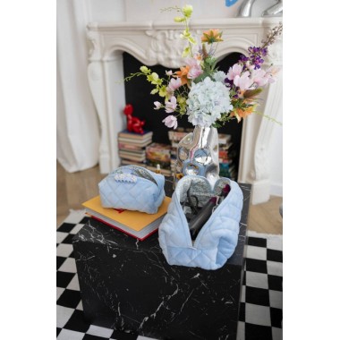 Косметичка MyCream Big для Dyson з відділеннями блакитна з блакитною квіточкою