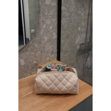 Косметичка MyCream Big для Dyson з відділеннями для насадок бежева клітинка з квіточкою