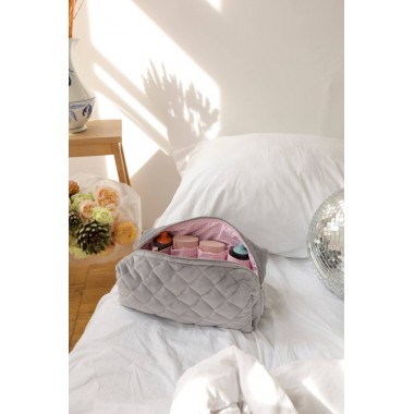 Косметичка MyCream Big для Dyson з відділеннями для насадок сіра з рожевою клітинкою