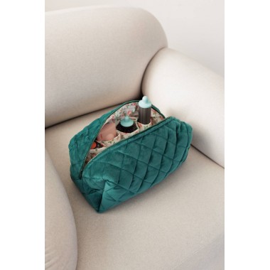 Косметичка MyCream Big для Dyson із відділеннями зелена з квіточкою