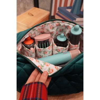 Косметичка MyCream Big для Dyson із відділеннями зелена з квіточкою