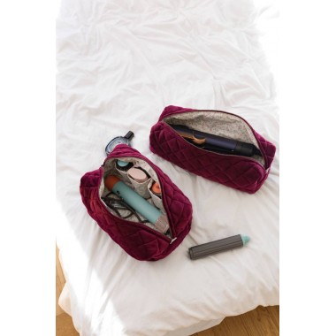 Косметичка MyCream Big для Dyson з відділеннями марсала з квіточкою (блискавка марсала)