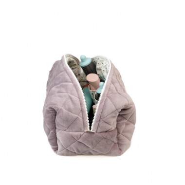 Косметичка MyCream Big для Dyson з відділеннями сіро-лавандова з синьою квіточкою