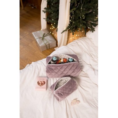 Косметичка MyCream Big для Dyson з відділеннями сіро-лавандова з синьою квіточкою