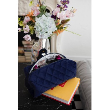 Косметичка MyCream Big для Dyson з відділеннями темно-синя з маленькою синьою квіточкою