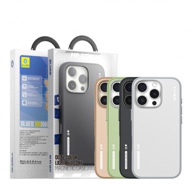 Чохол Blueo Dual Color Liquid Silicone Case для iPhone 16 Pro with MagSafe Black