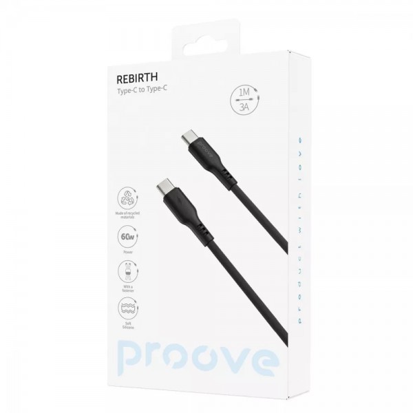 Кабель Proove Rebirth Type-C to Type-C 60W (1m) white