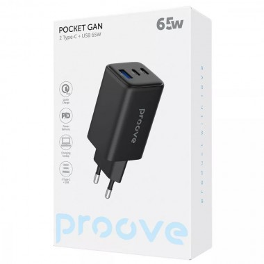 СЗУ Pocket GaN 65W (2Type-C+USB) Black